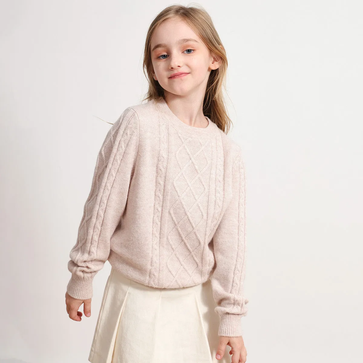 100% Wool Kids Ribbed Round Neck Sweater