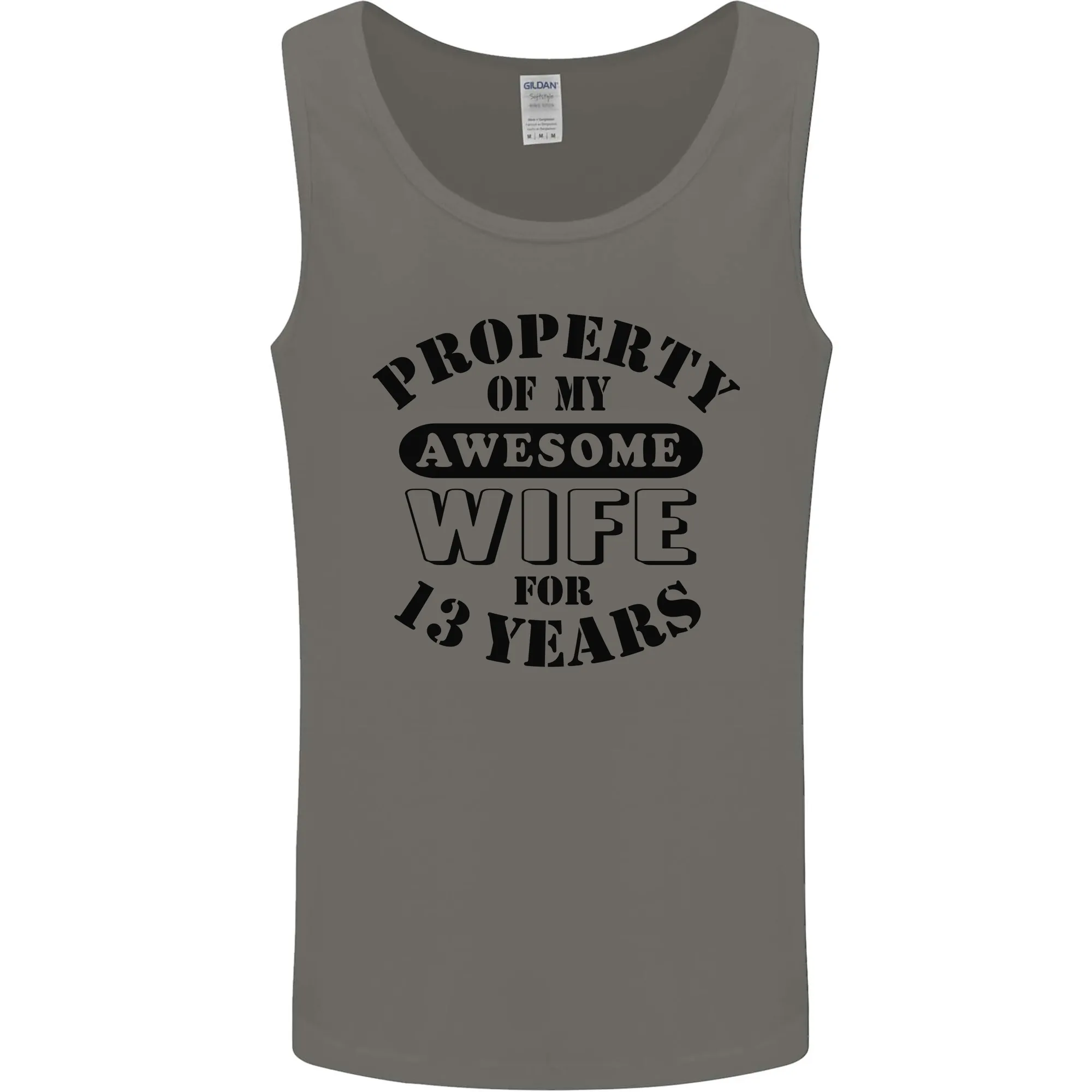 13th Wedding Anniversary 13 Year Funny Wife Mens Vest Tank Top