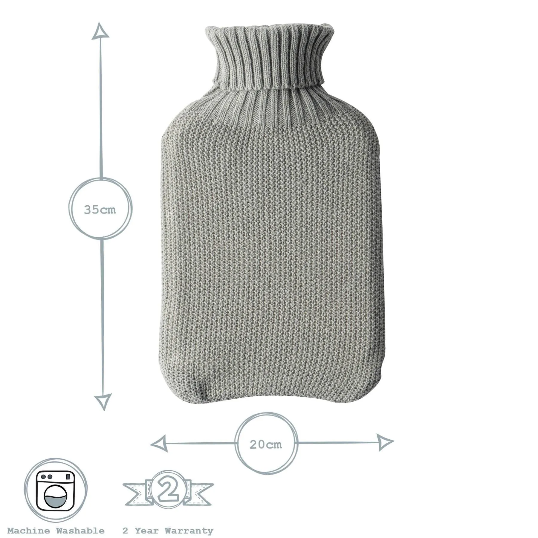 2L Knitted Hot Water Bottle & Cover Set - By Nicola Spring