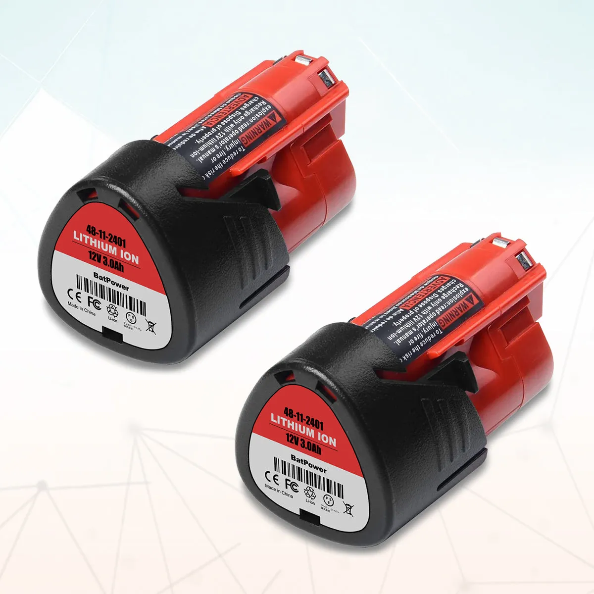 48-11-2420 12V 3.0AH Compact Battery Replacement for Milwaukee 12V Battery M12 2.0Ah 2.5Ah 1.5Ah 48-11-2425 48-11-2430 48-11-2401