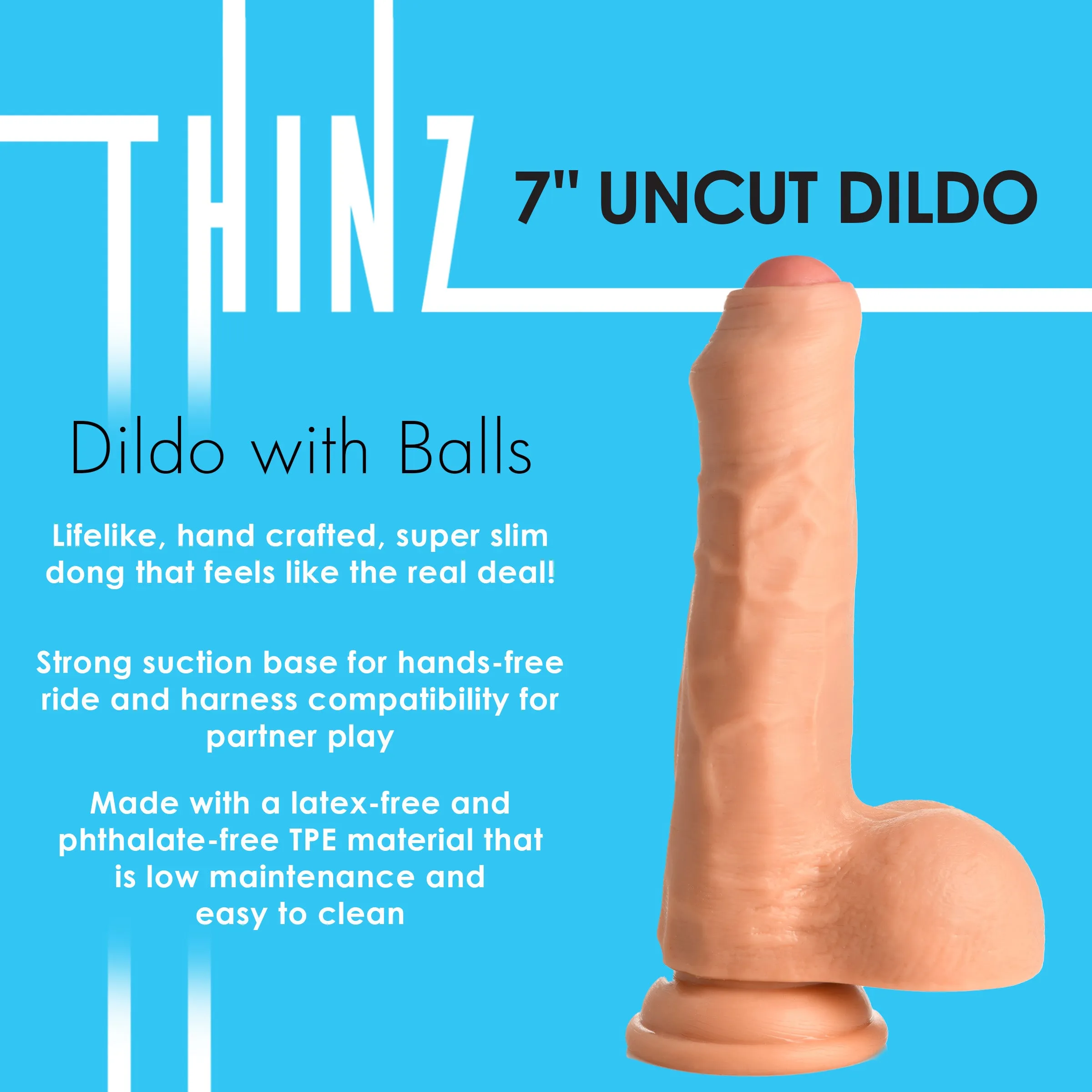 7 Inch Uncut Dildo With Balls