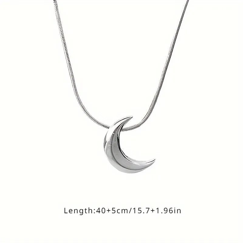 925 Sterling Silver Moon Necklace Hypoallergenic Minimalist Elegant Temperament Versatile Daily Wear Jewelry Gifts For Women