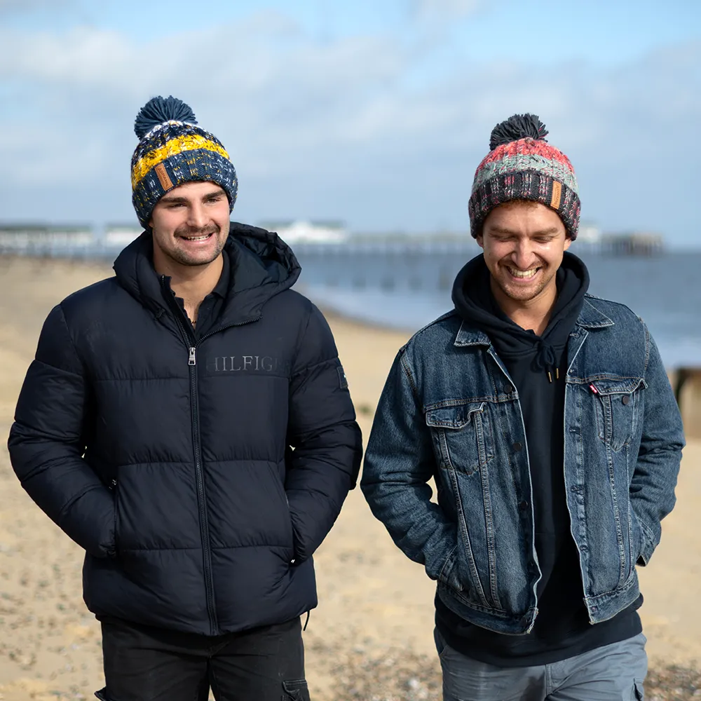 Adnams Navy & Pink Bobble Hat