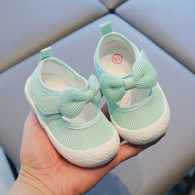 Adorable Baby Boys Bowknot Sneakers - Soft & Breathable, Non-Slip Grip - Perfect for Spring to Autumn - Stylish Solid Colors for Everyday Play