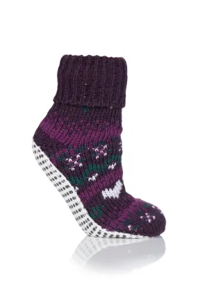 Amanda Non-Slip Slipper Socks - Plum