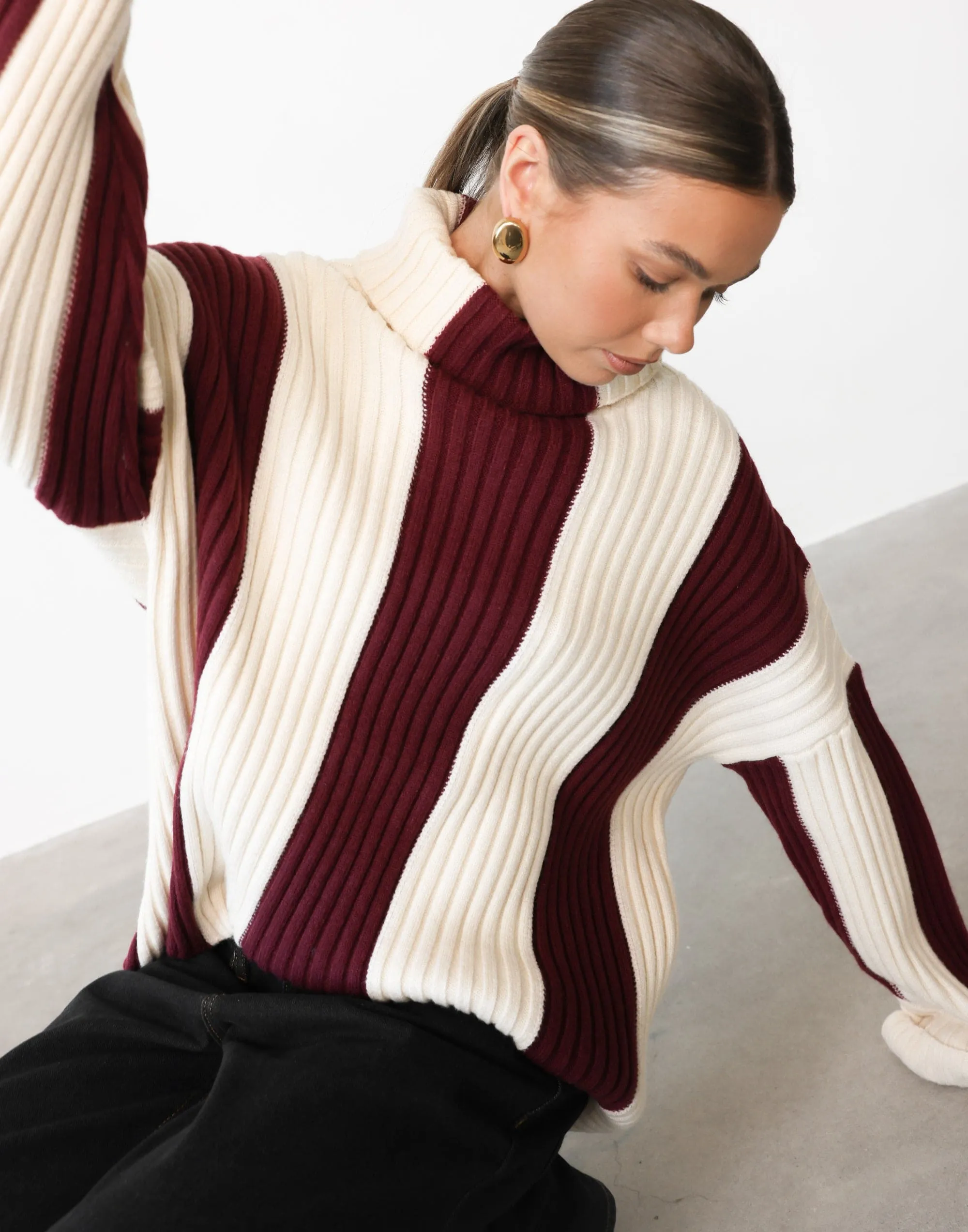 Amberly Jumper (Cherry/Latte Stripe)