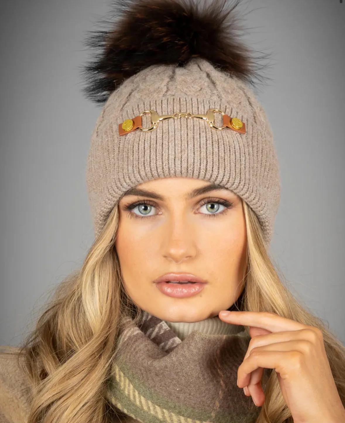 Angora and Cashmere Fur Pom Pom Hat