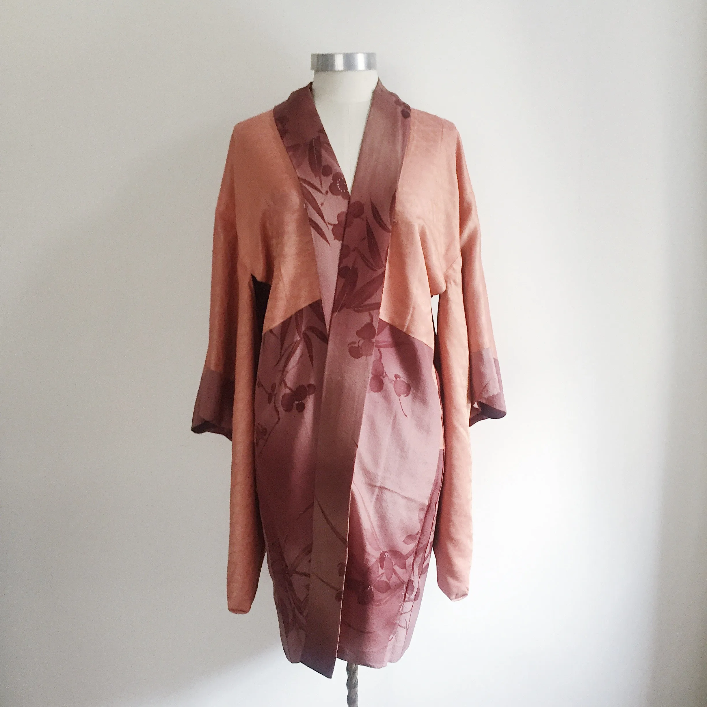 Antique Kimono Haori Jacket - Plum Blossom/ Dusk Purple Brown