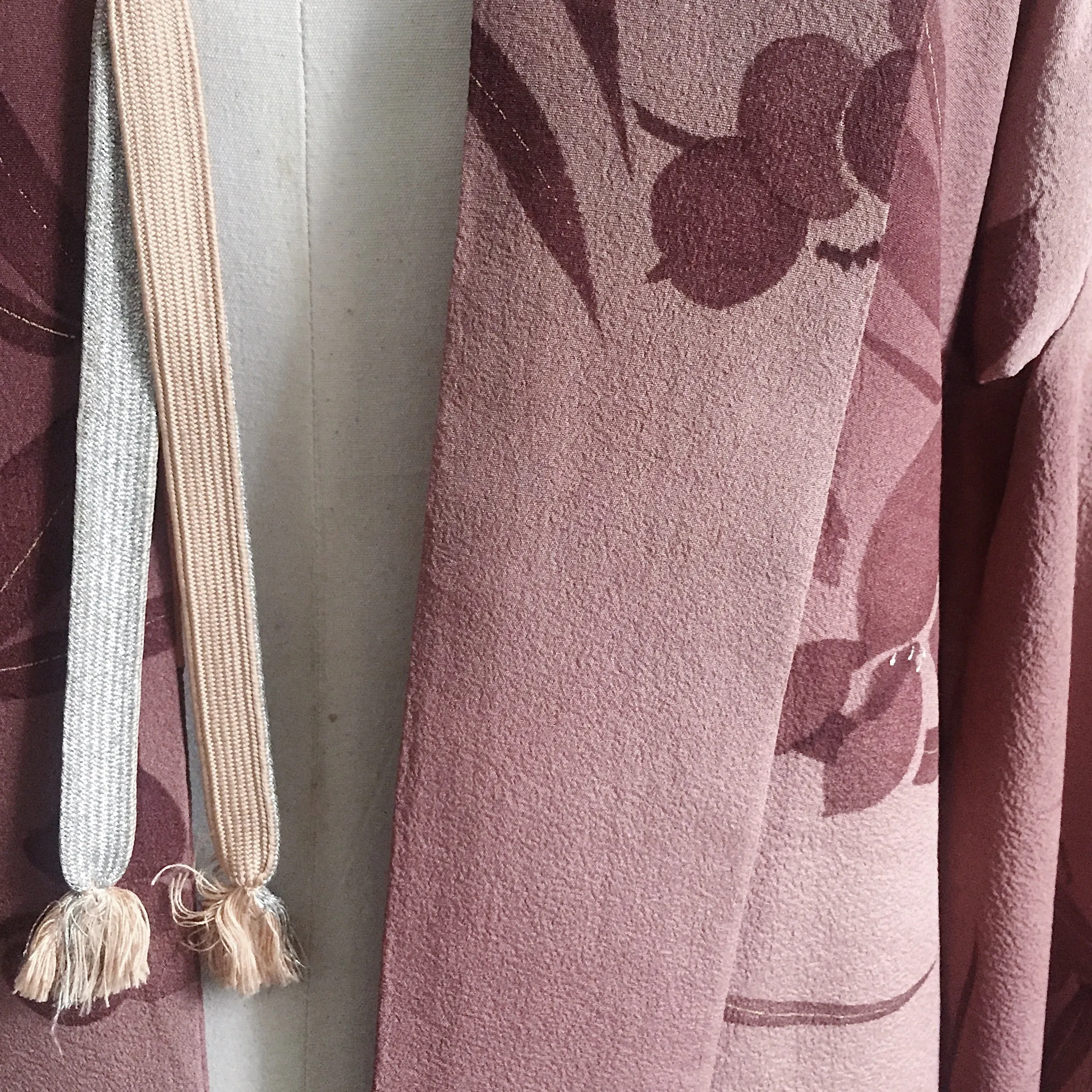 Antique Kimono Haori Jacket - Plum Blossom/ Dusk Purple Brown