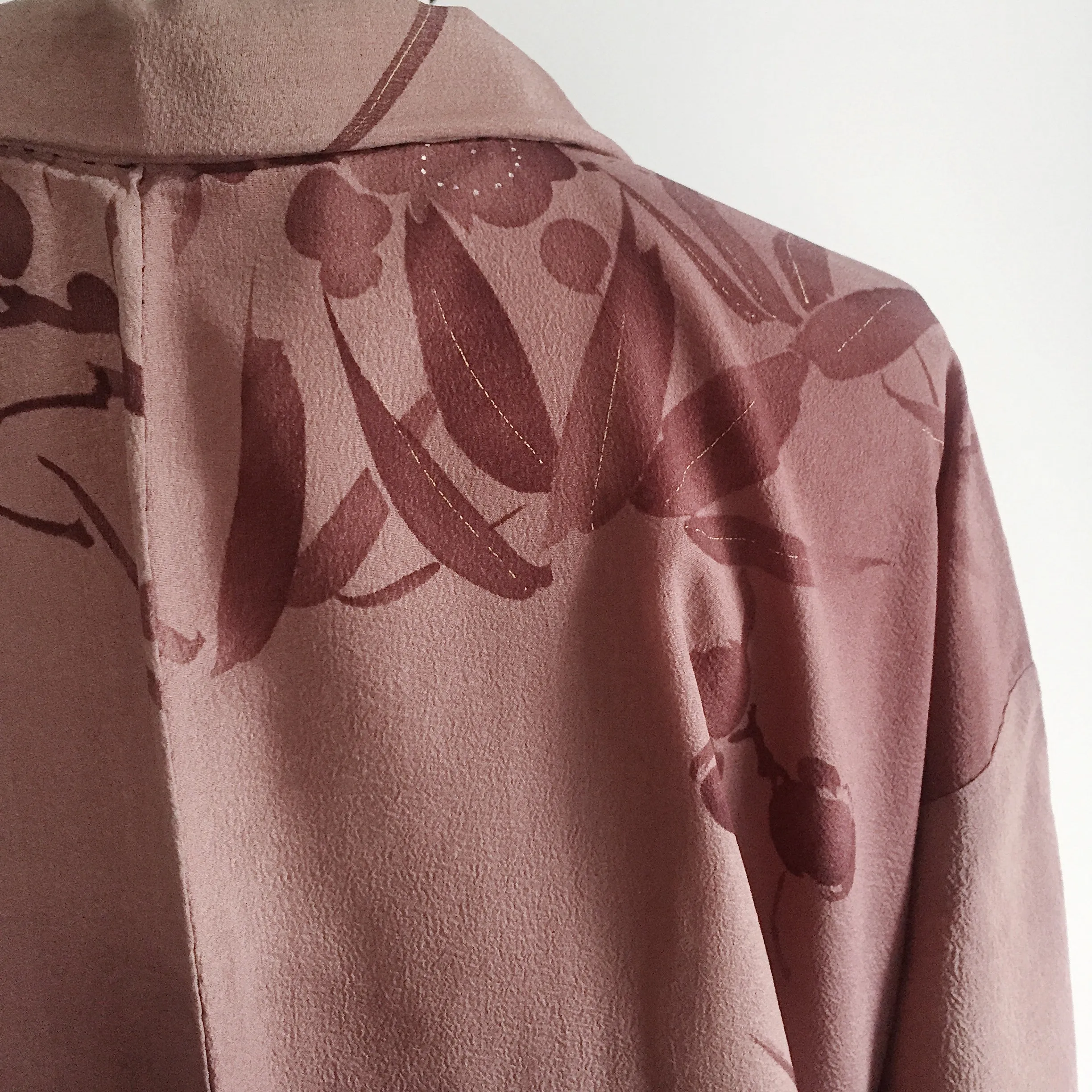 Antique Kimono Haori Jacket - Plum Blossom/ Dusk Purple Brown