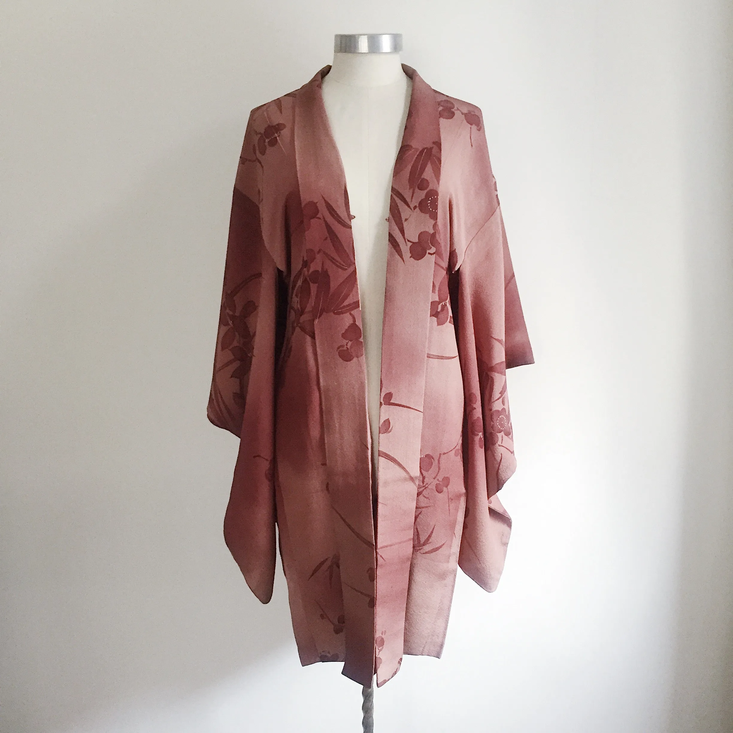 Antique Kimono Haori Jacket - Plum Blossom/ Dusk Purple Brown