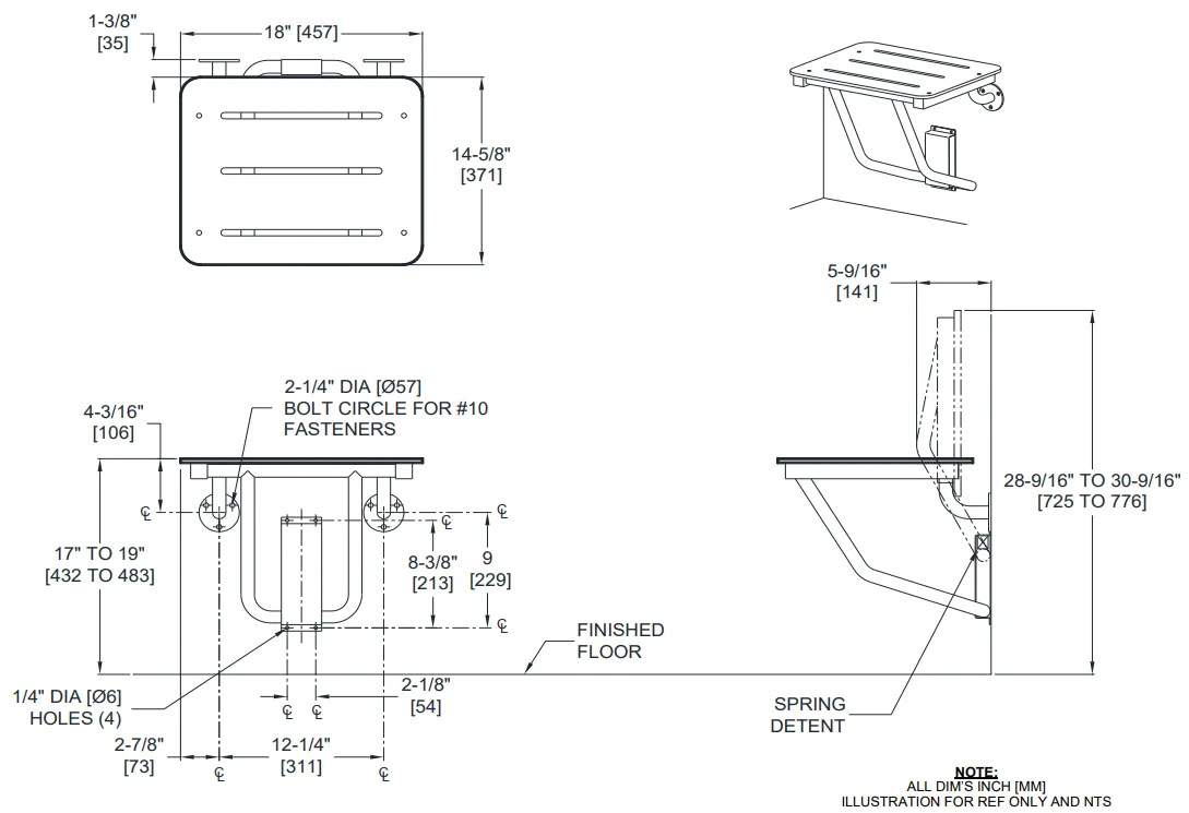 ASI 8203 Compact Fold-Up Shower Seat