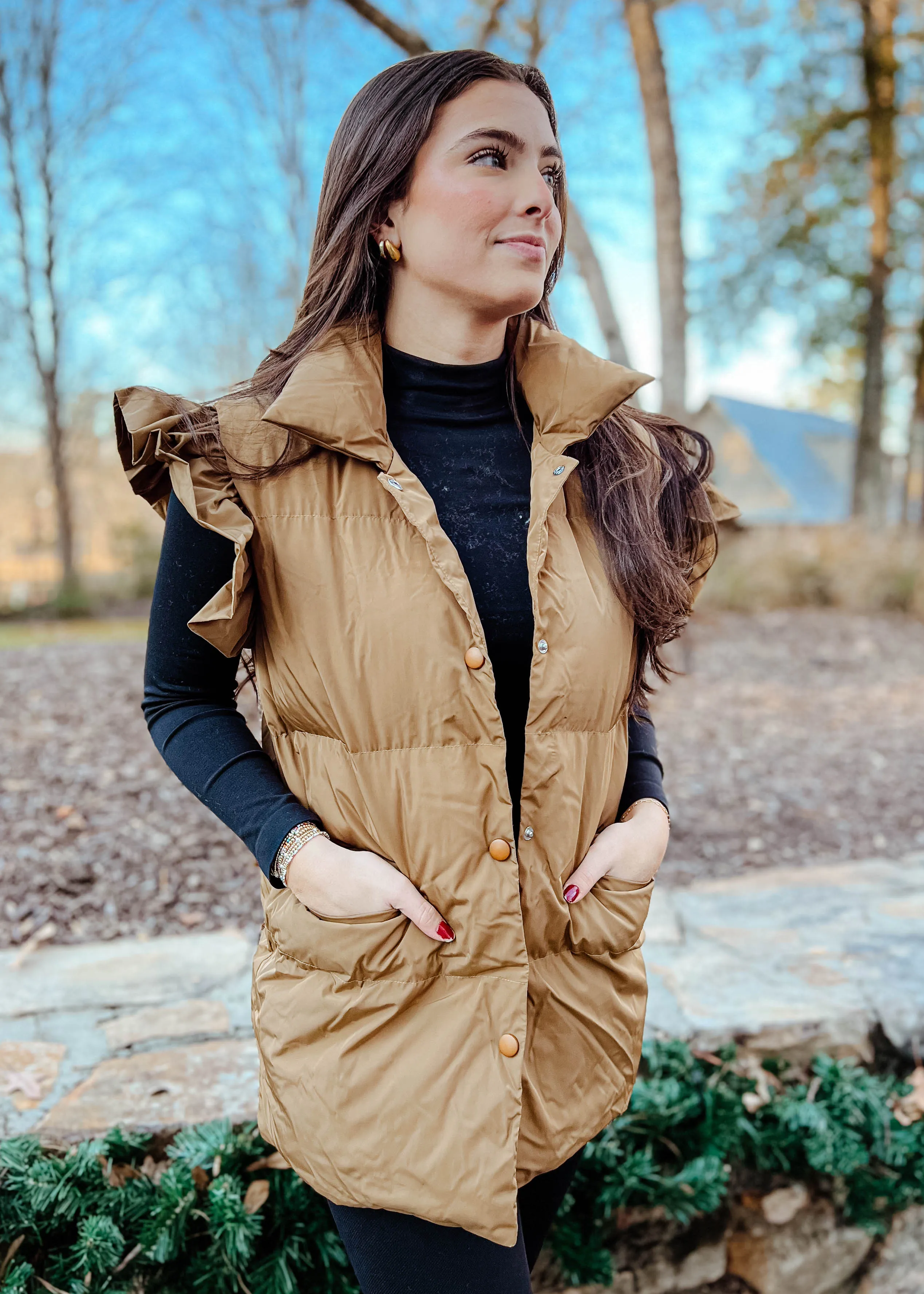 Betty Ruffle Puffer Vest