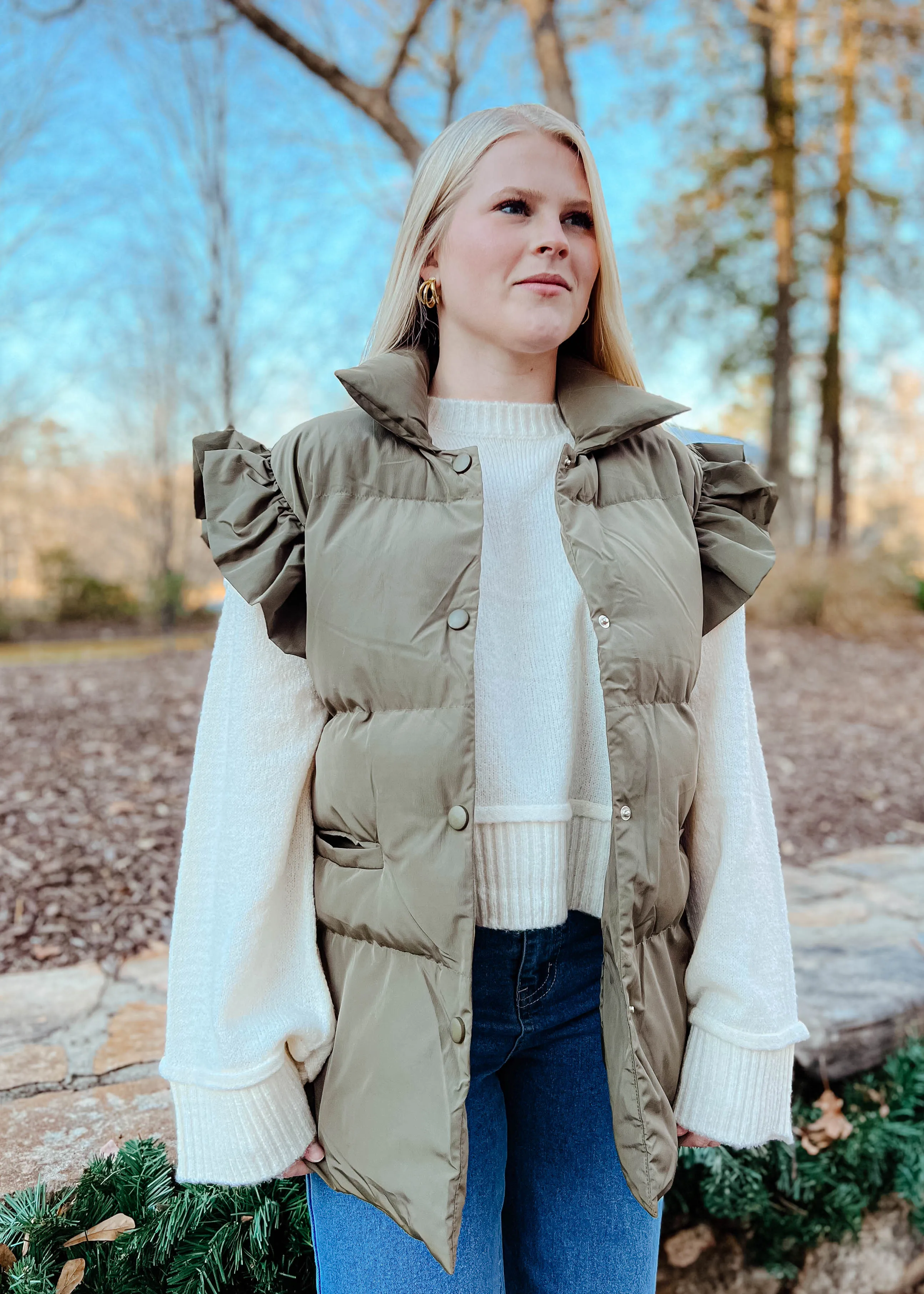 Betty Ruffle Puffer Vest