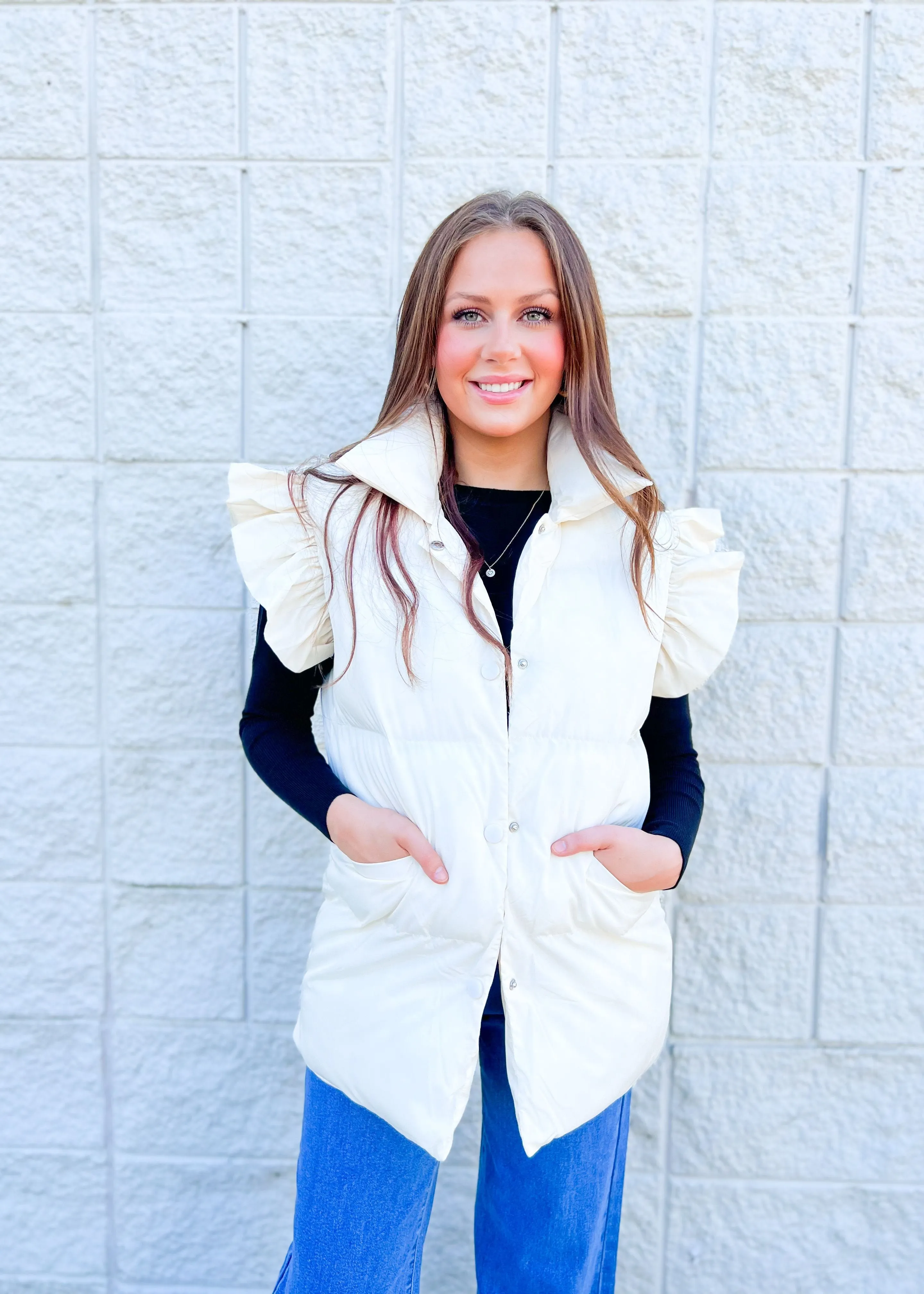 Betty Ruffle Puffer Vest