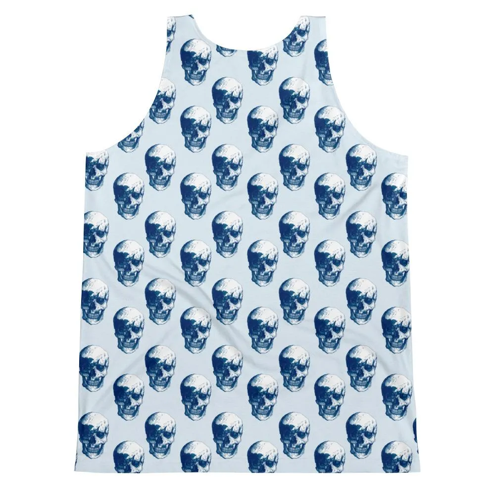 Blue Polka Skulls by Robert Bowen Unisex Tank Top