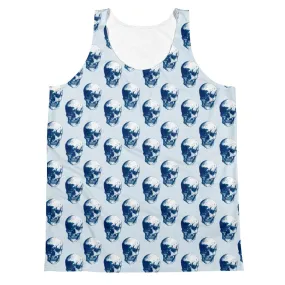 Blue Polka Skulls by Robert Bowen Unisex Tank Top