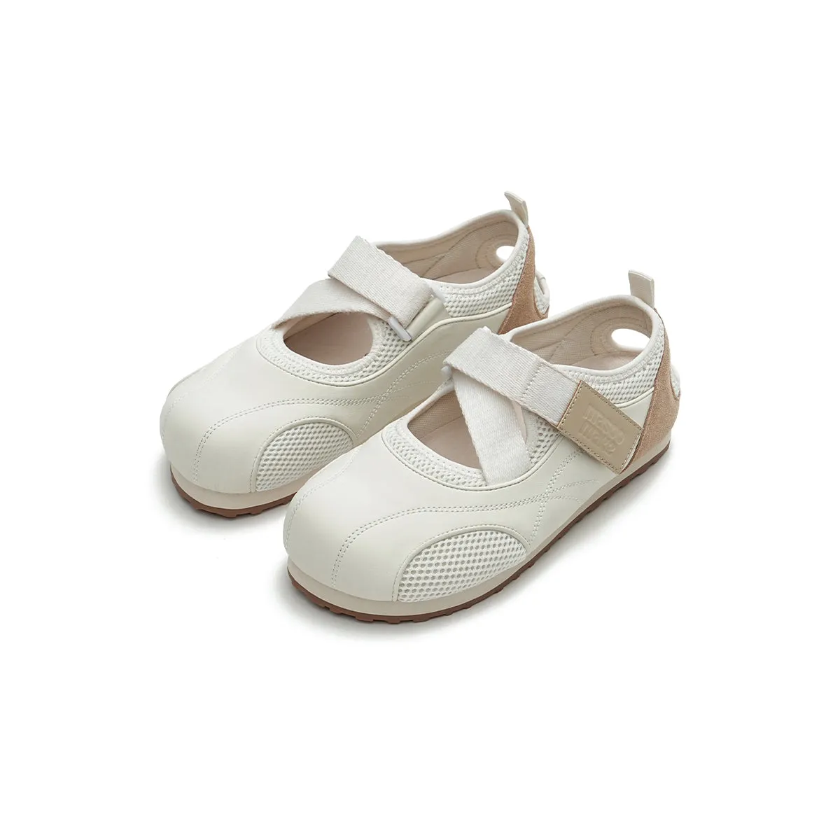 Breathable Puff Velcro Khaki Mary Jane Shoes