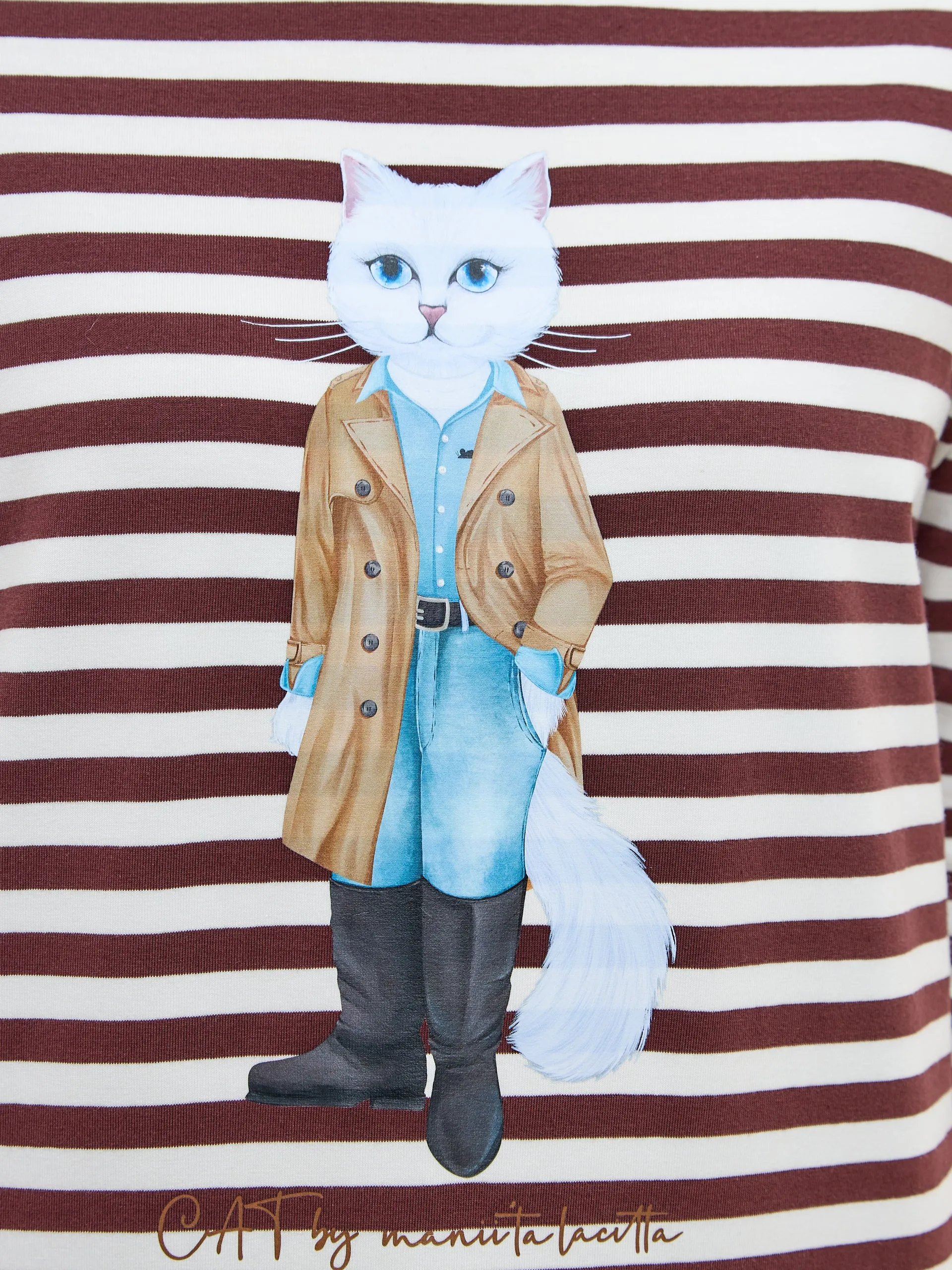 Brown Printed T-shirt TRENCH COAT CAT