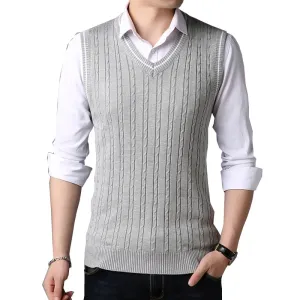 BROWON Men Clothes 2022 Autumn Winter New Classic Slim Sweaters V-neck Sleeveless Sweater Mens Knitwear Sweater Vest for Men