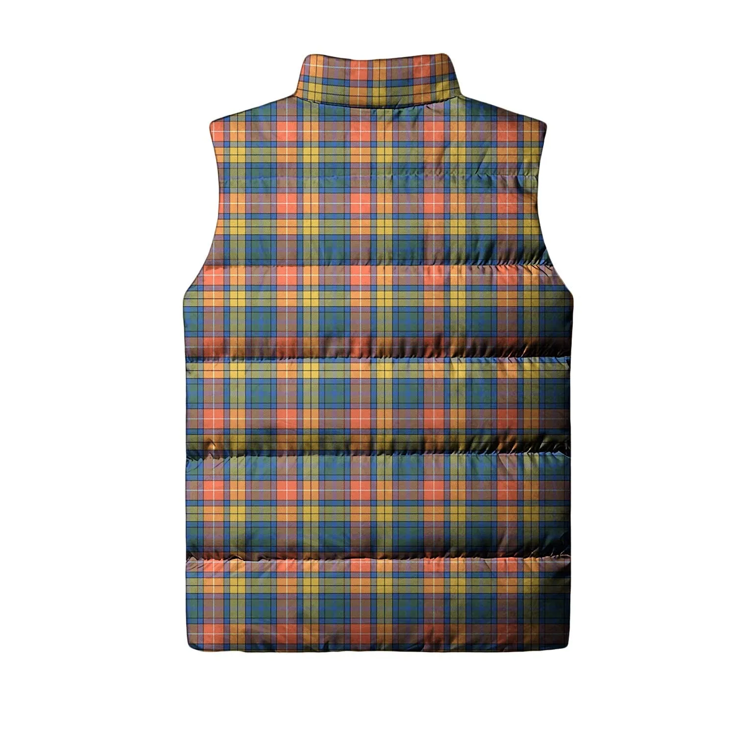 Buchanan Ancient Tartan Sleeveless Puffer Jacket with Family Crest