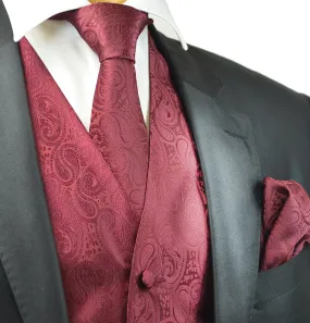 Burgundy Paisley Tuxedo Vest Set