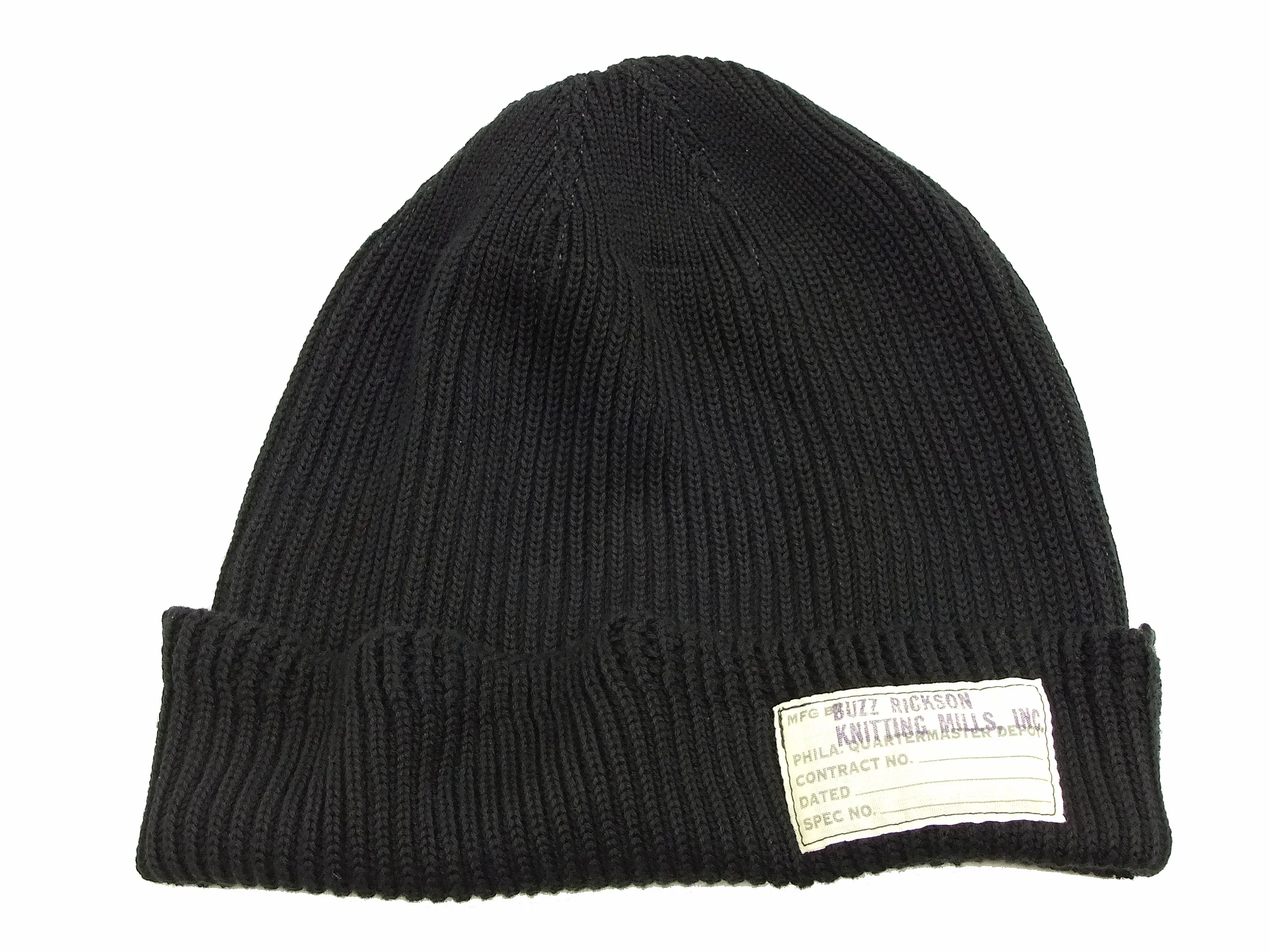 Buzz Rickson Watch Cap Men's Cotton Knit Hat WWII US military style beanie BR02186 Black