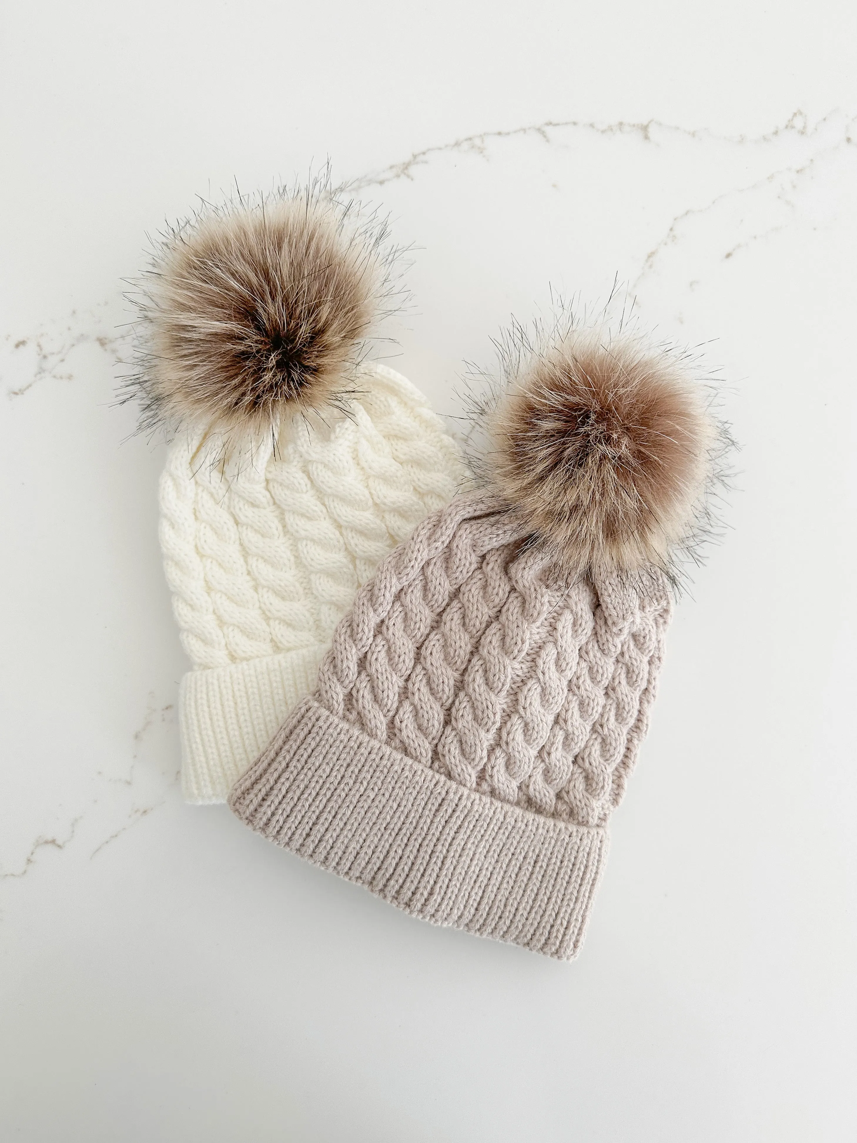 Cable Knit Hat- Milk