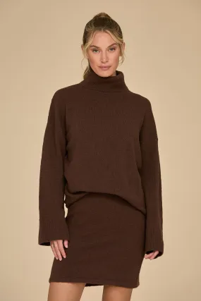 Calista Turtleneck Knit Sweater - Dark Oak