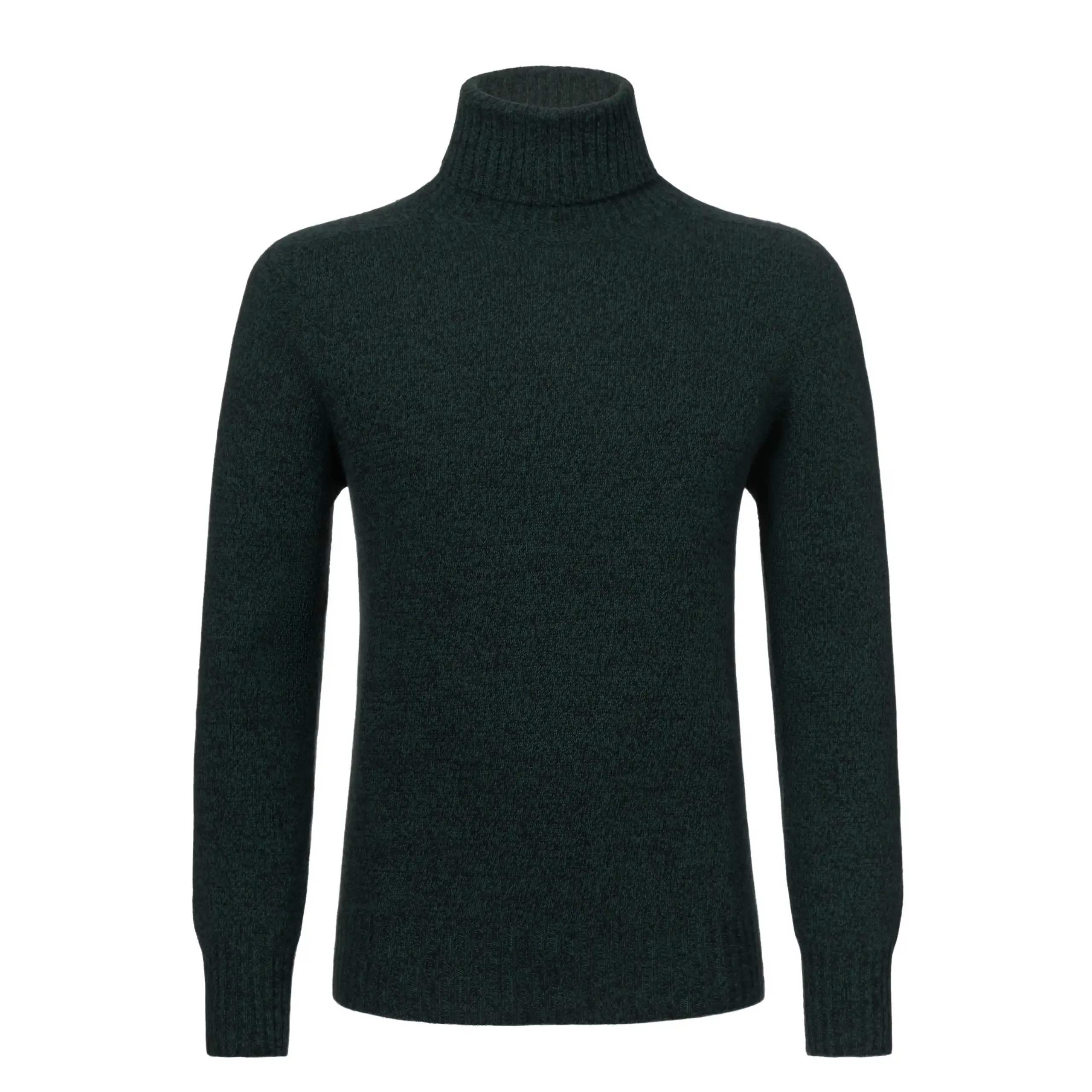 Cashmere Turtleneck Sweater in Green Melange