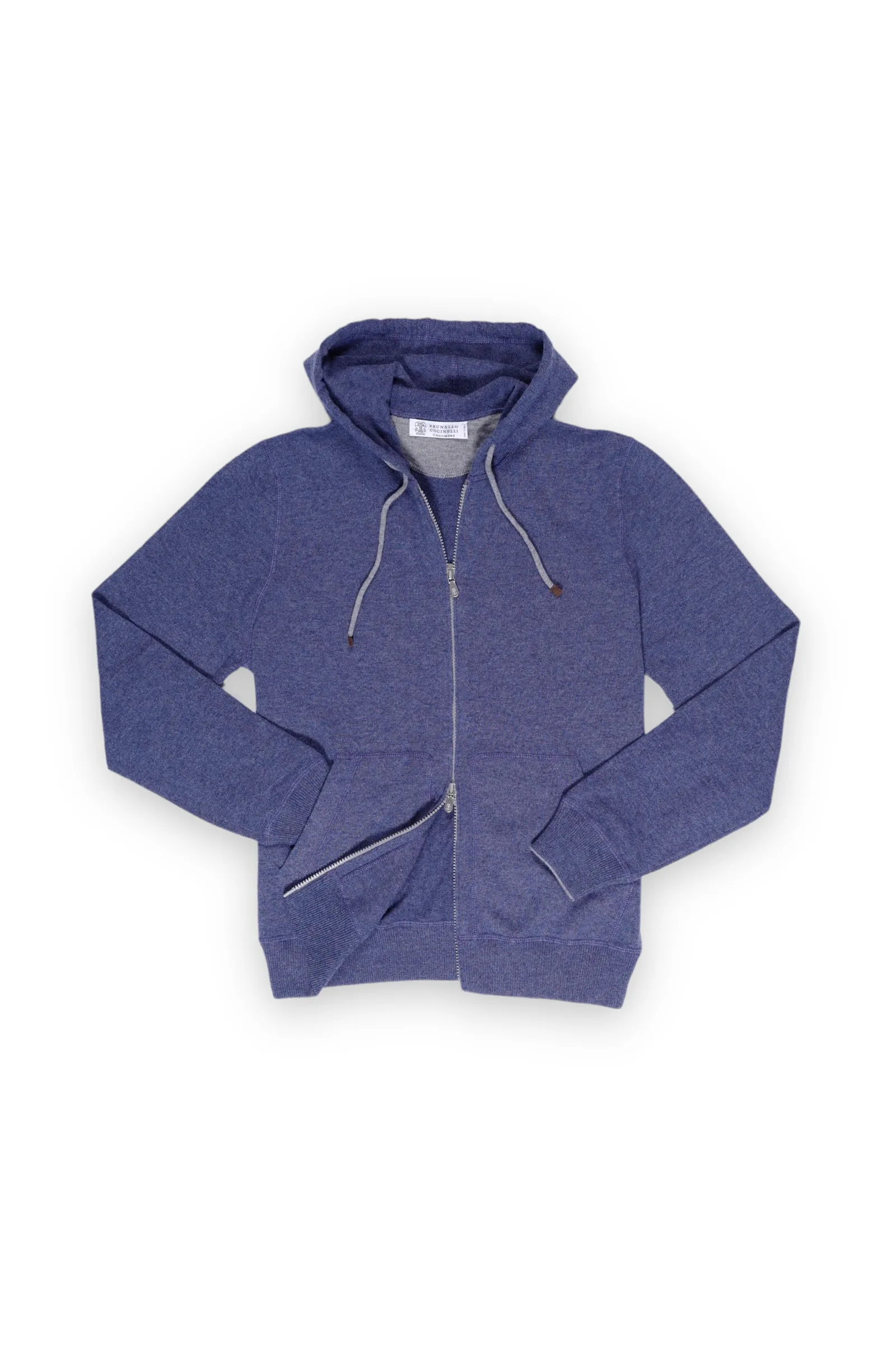 Cashmere Zip-Up Hoodie - Azzurro