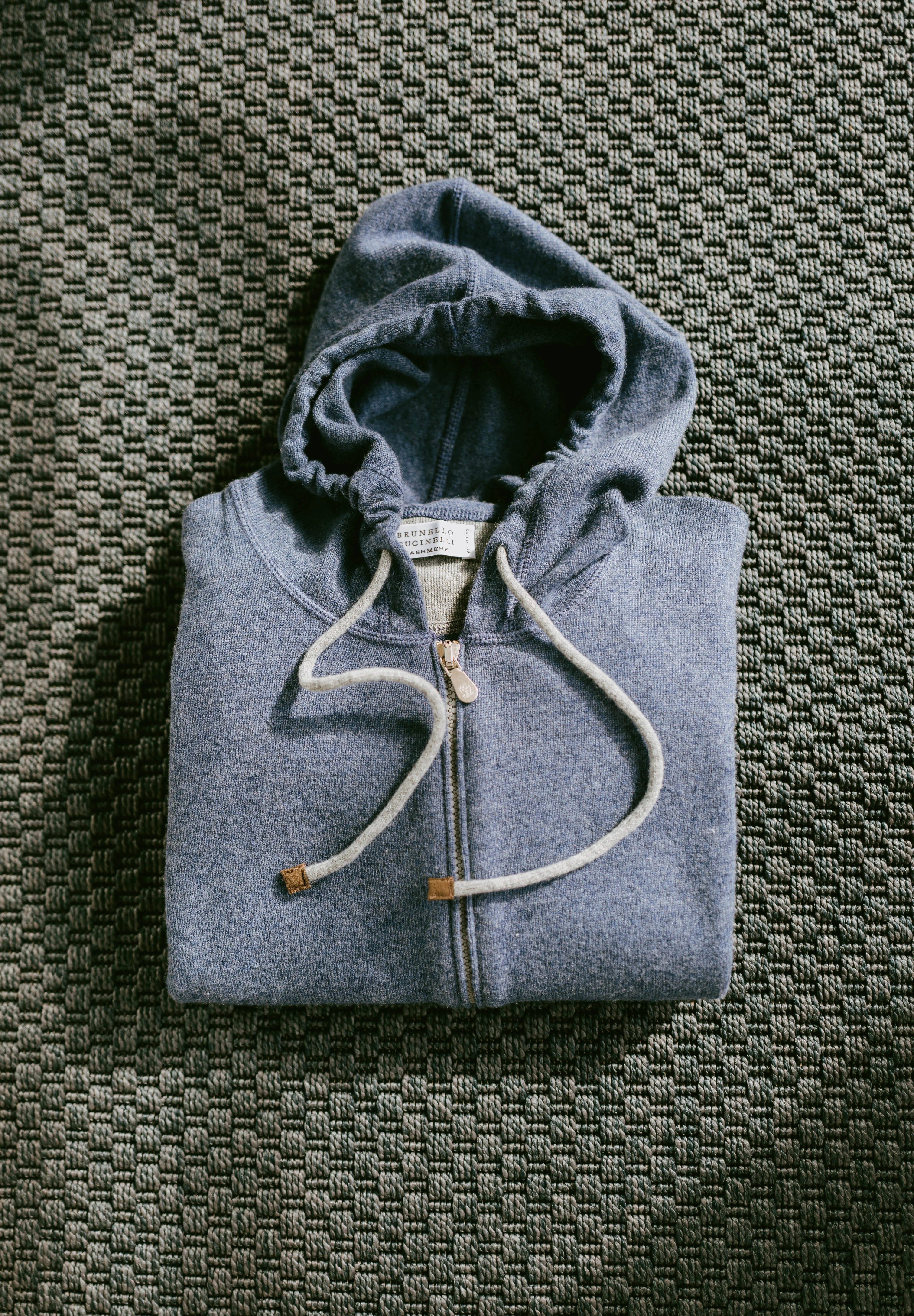 Cashmere Zip-Up Hoodie - Azzurro