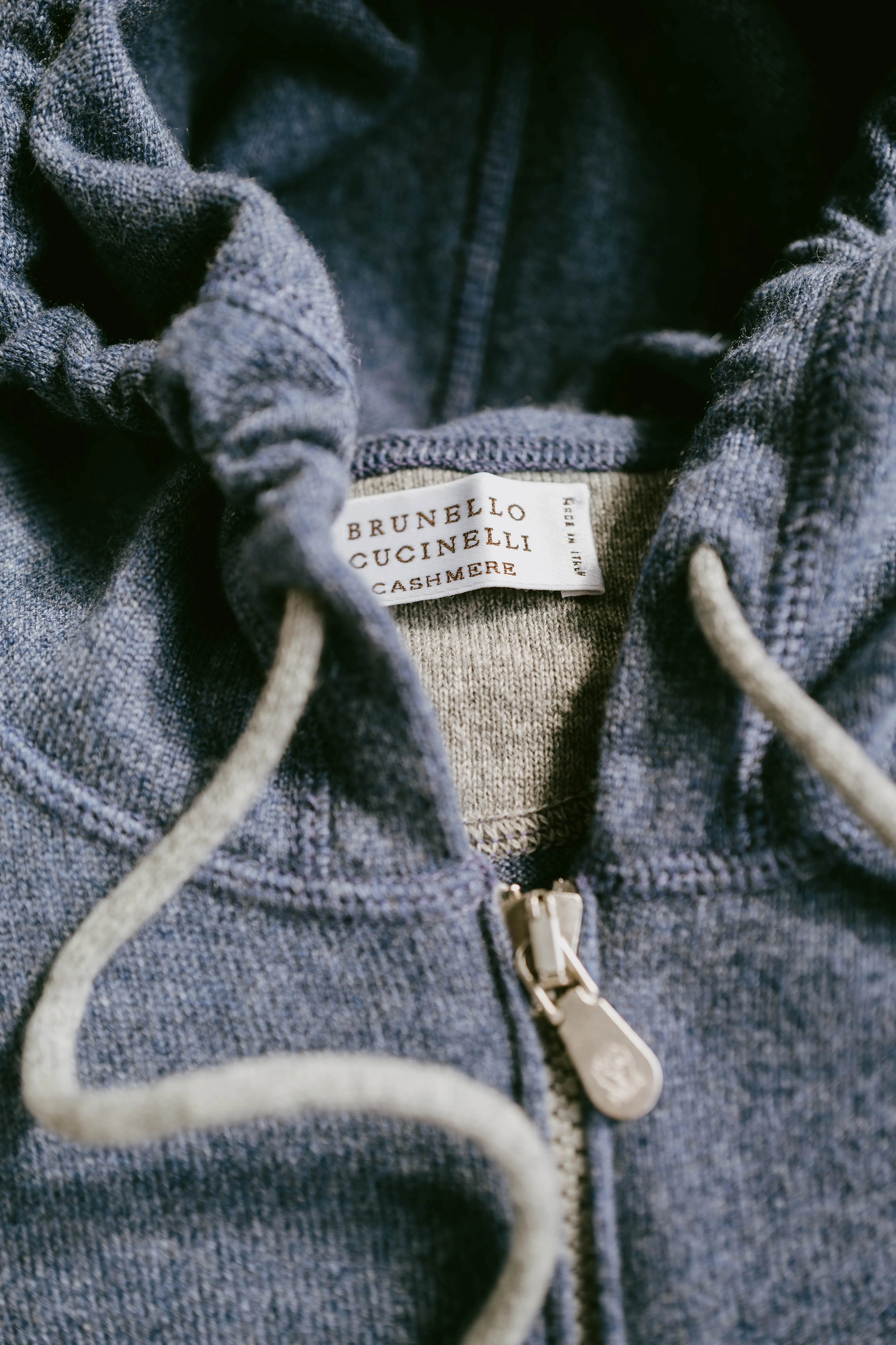 Cashmere Zip-Up Hoodie - Azzurro