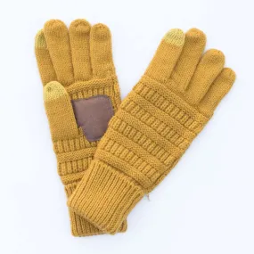 CC Beanie | Kids Solid Cable Knit Gloves ~ Mustard