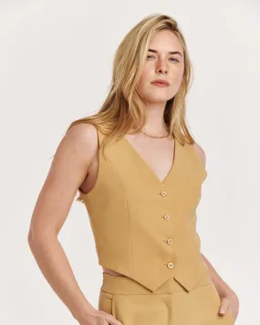 Cecilia Button Vest- Buckwheat