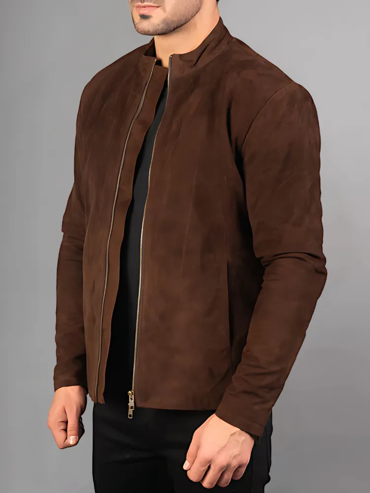 Charcoal Suede Biker Leather Jacket