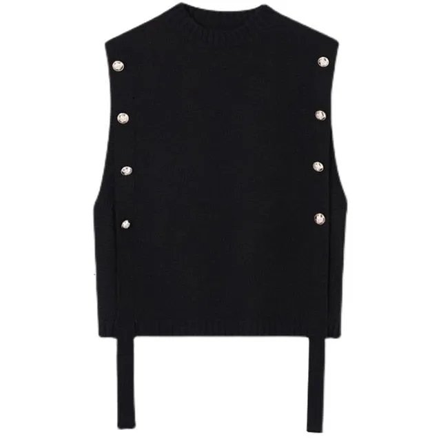 Chic Button Spliced Knitting Vest