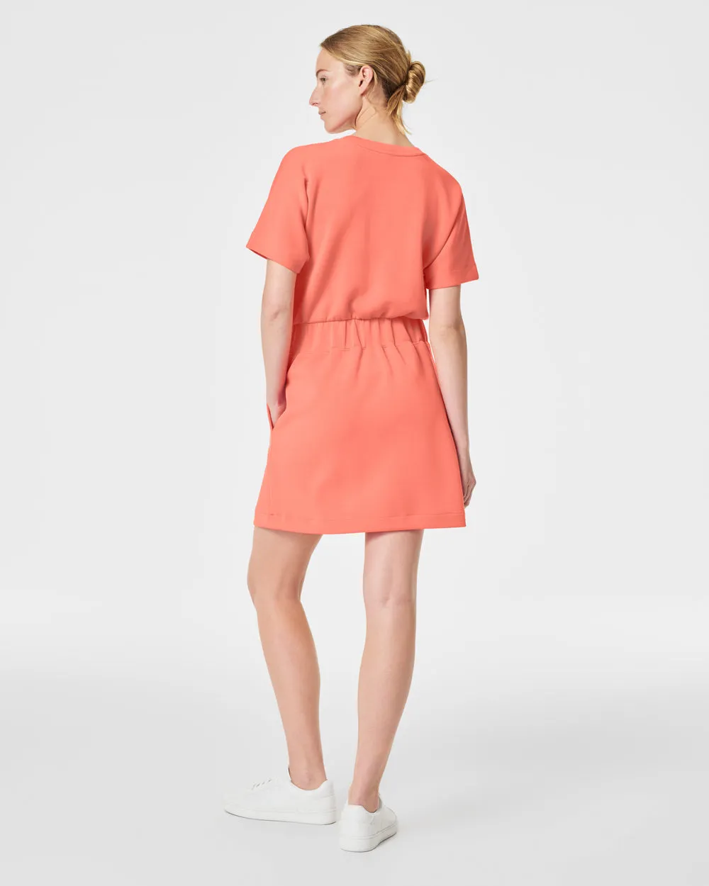 Cinched Pattern T Shirt Dress With Pockets