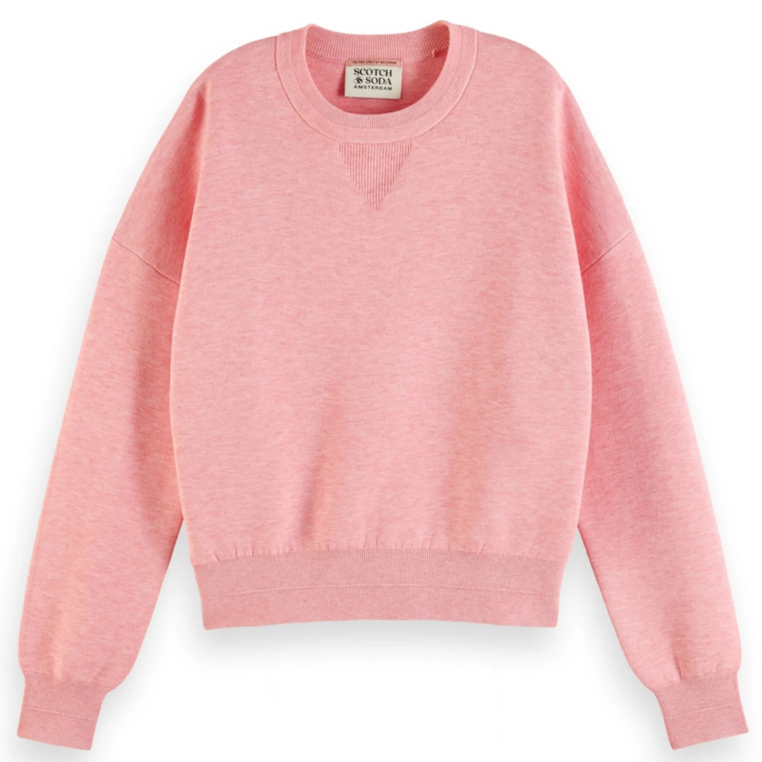 Clay Pink Melange Compact Knitted Relaxed Pullover