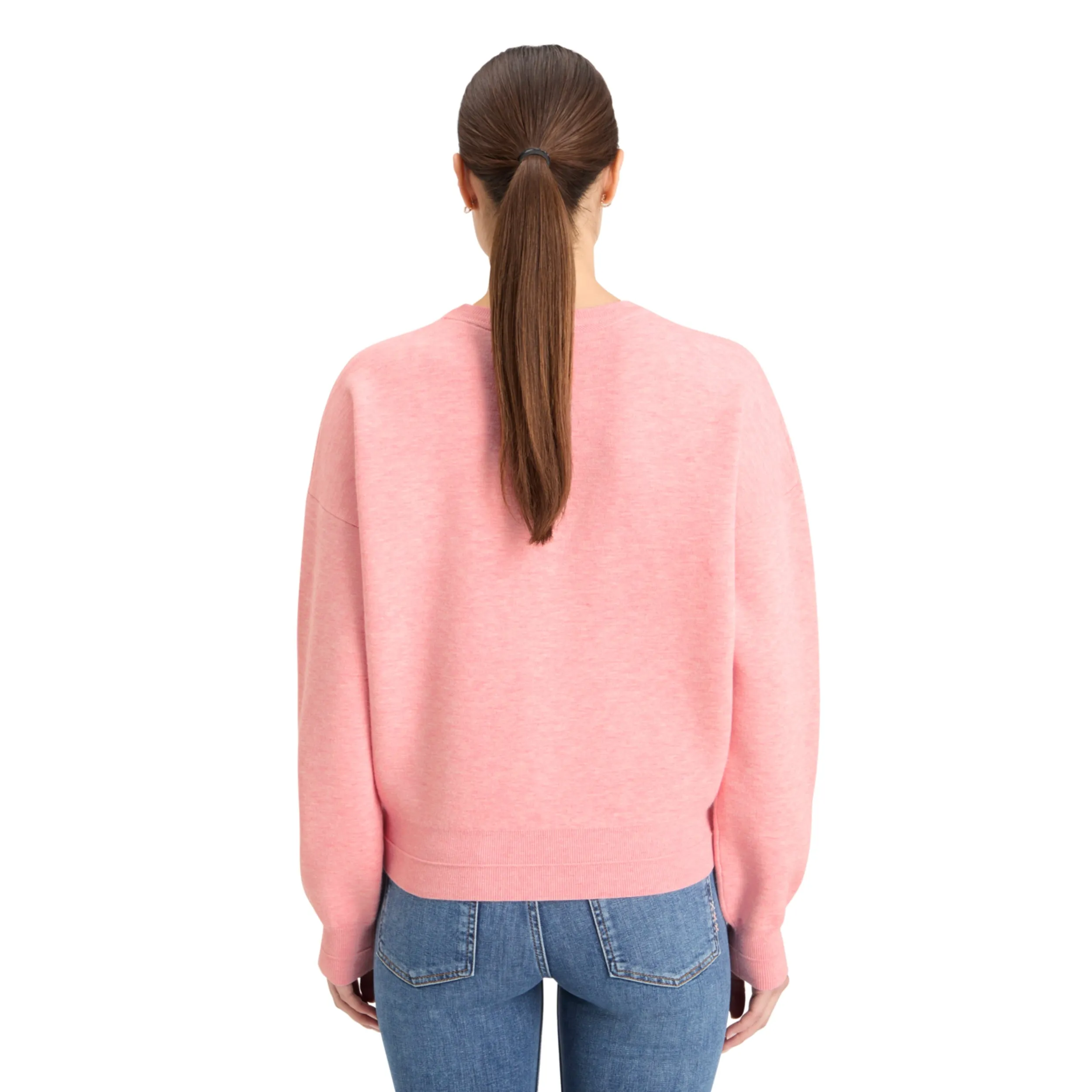 Clay Pink Melange Compact Knitted Relaxed Pullover