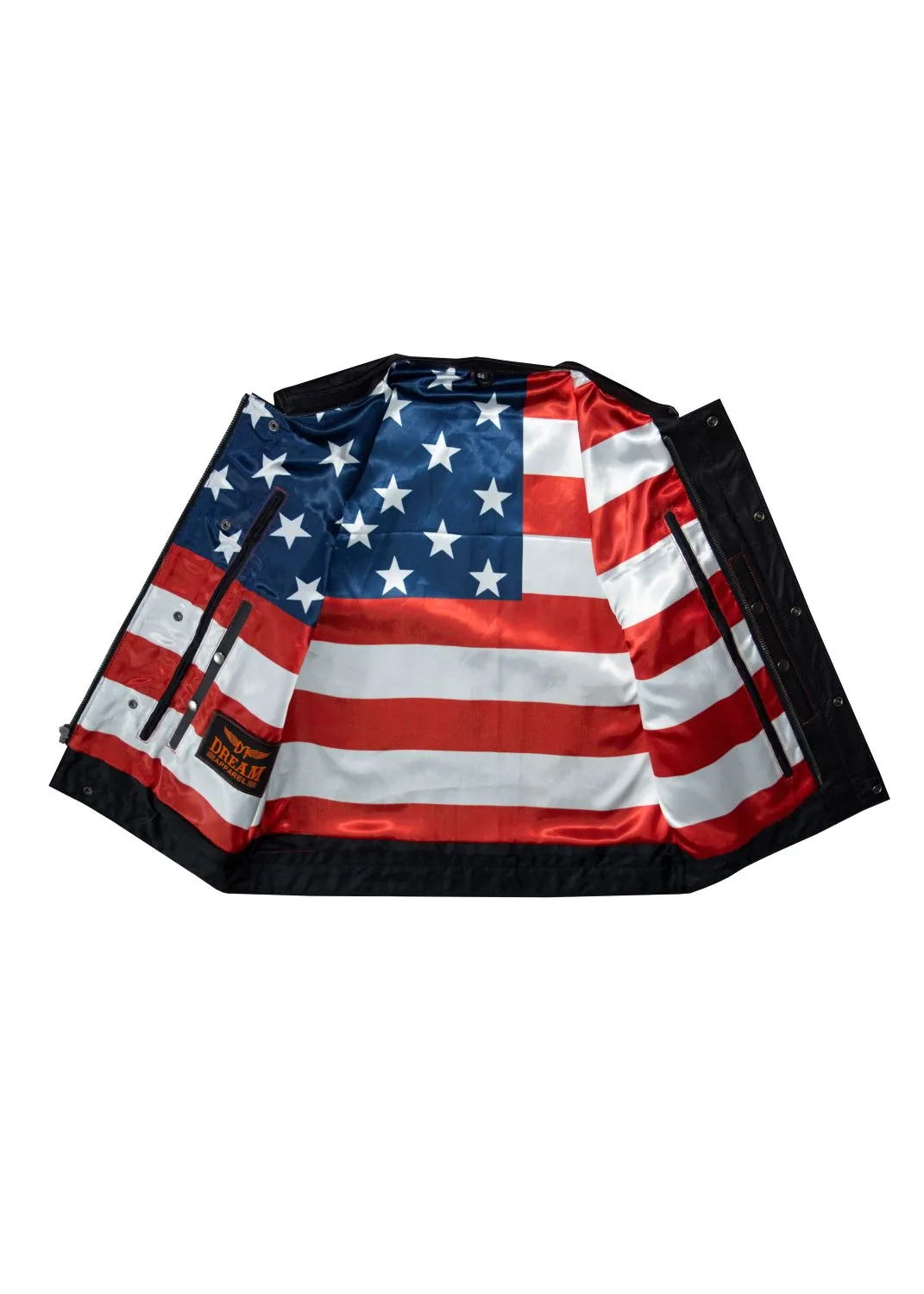 CLUB VEST USA FLAG Lining - Red Thread - Premium Cowhide Leather Heavy Duty