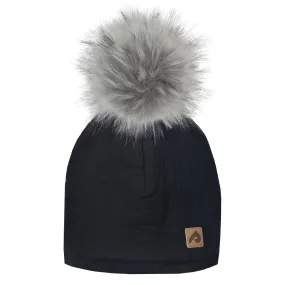 Cotton beanie with fleece lining - Black