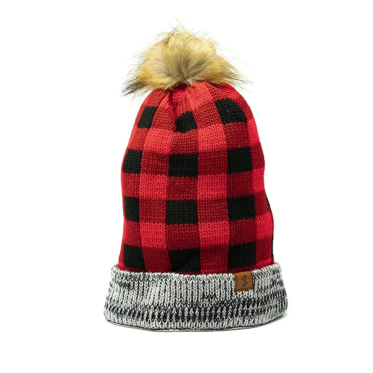 Cozy Pom Beanie - Buffalo Plaid