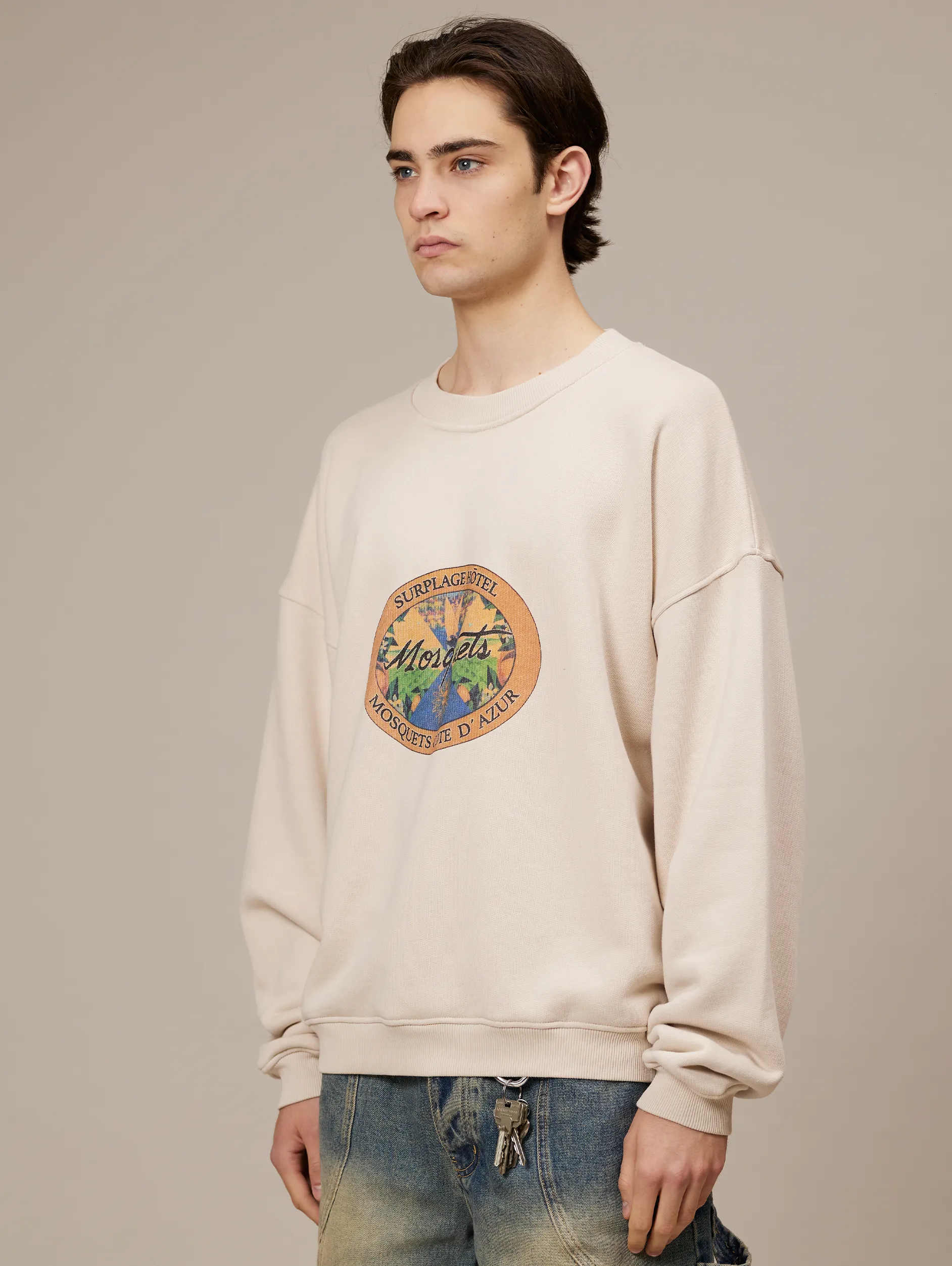 CREAM SWEATER "HOTEL EMBLEM"