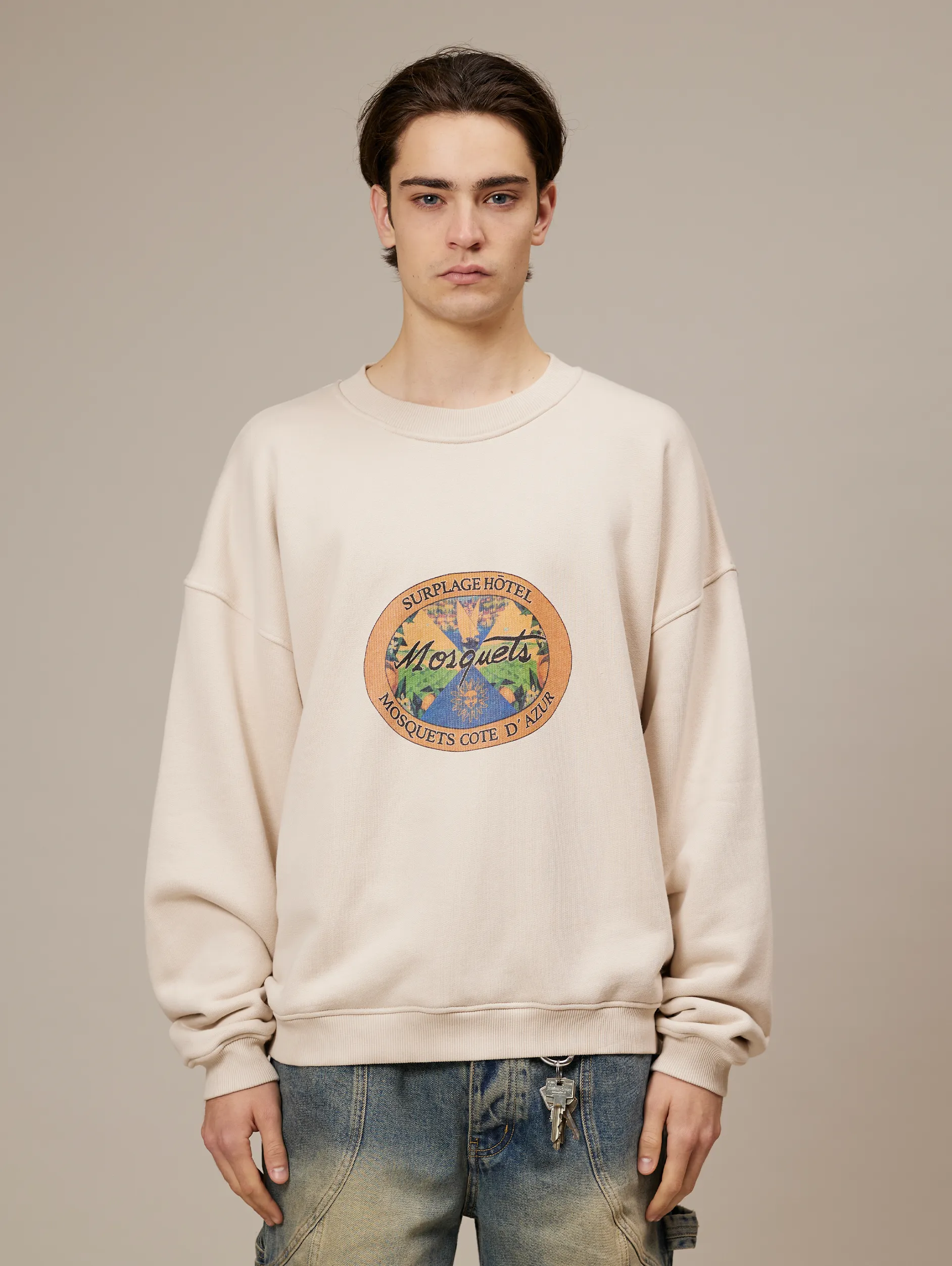 CREAM SWEATER "HOTEL EMBLEM"