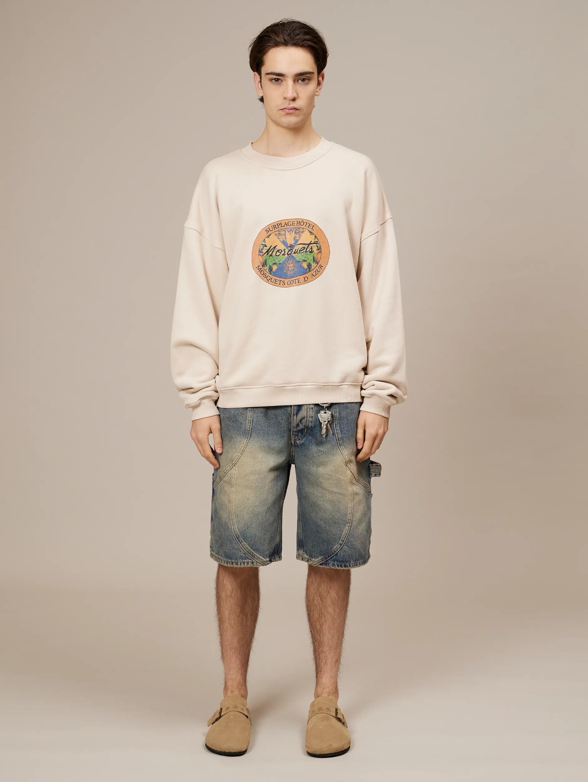 CREAM SWEATER "HOTEL EMBLEM"