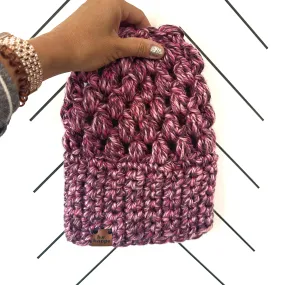 Crochet Puff Stitch Slouch Hat | Wool Free All Pink