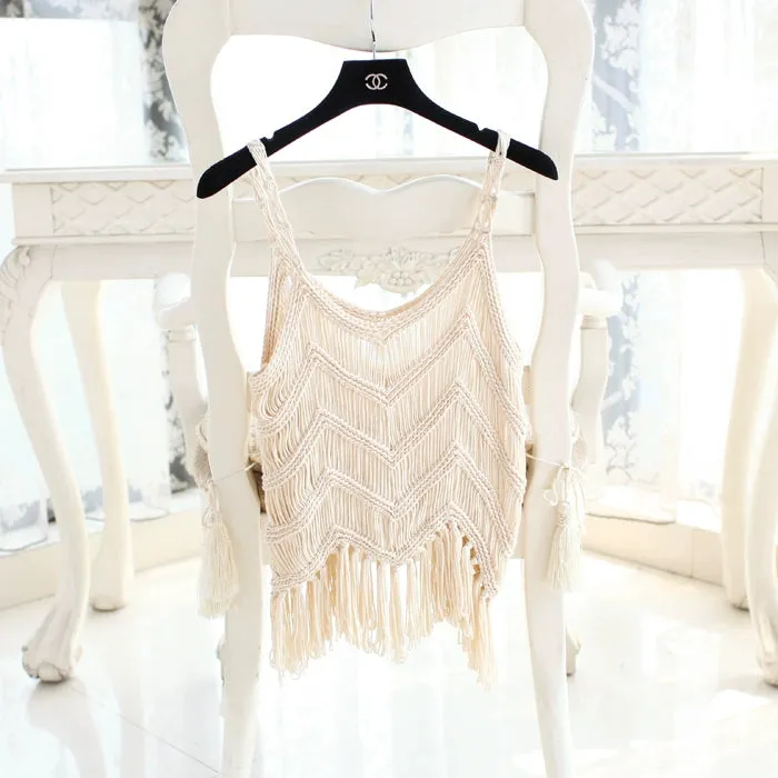 Cut-Out Crochet Knit Summer Sweater - Ethnic Romantic Blouse