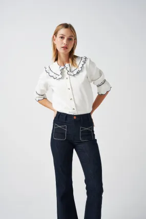 Daisy Blouse in Ecru Denim