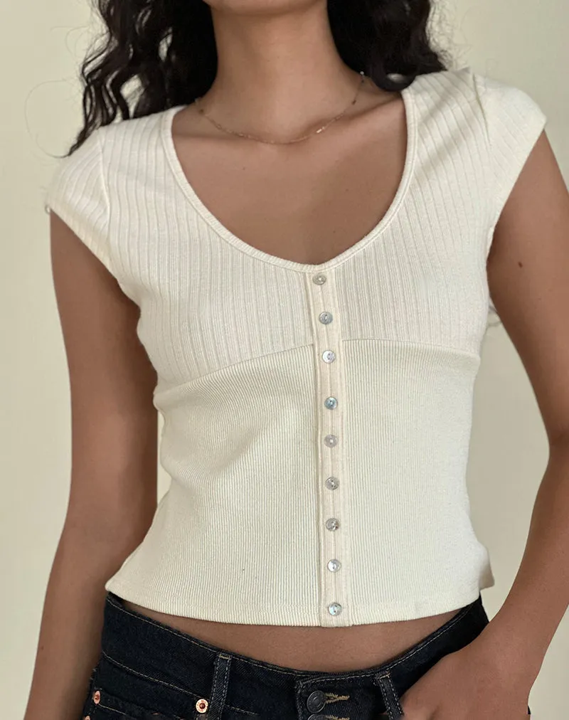 Dawira Button Through Top in Ivory